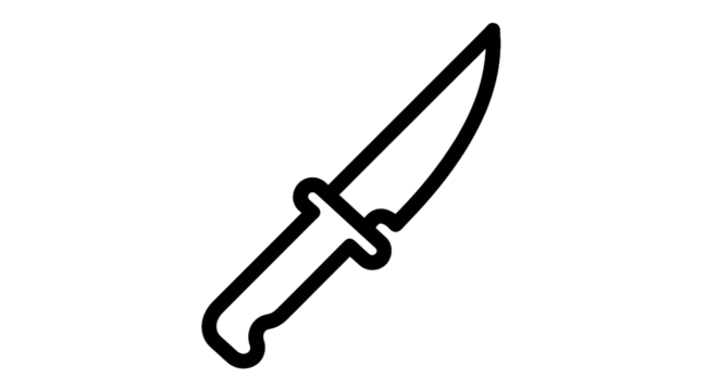 Outline of a hunting knife on transparent background minimalist vector
