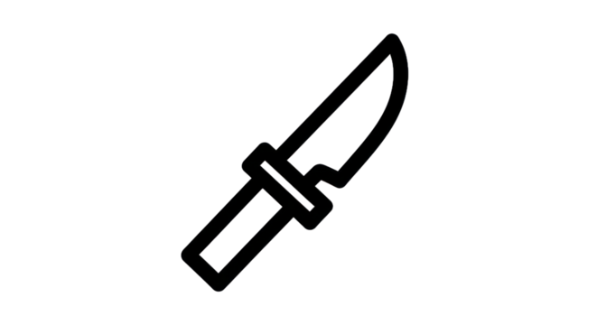 Outline of a knife isolated on transparent background for various applications