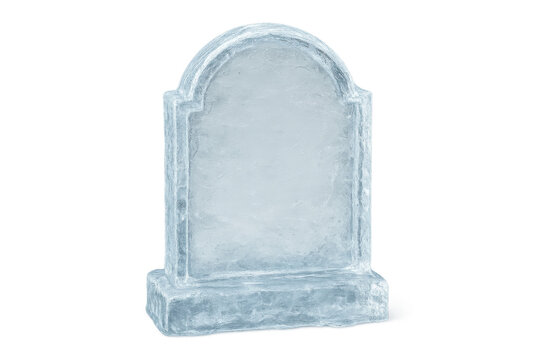 Ice gravestone symbolizing memorial, death, and frozen memories. Transparent background provides versatility for design