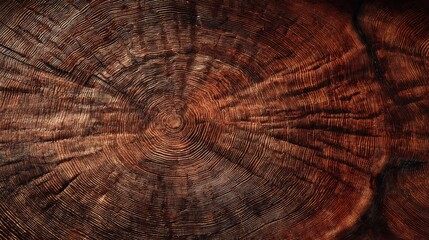 Fototapeta premium Wooden tree rings displayed clearly in a close-up view revealing annual growth patterns and textures of the timber