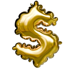 Alphabet number and symbol 3D word render Molten Gold Chrome Ripple Emblem