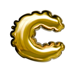 Alphabet number and symbol 3D word render Molten Gold Chrome Ripple Emblem