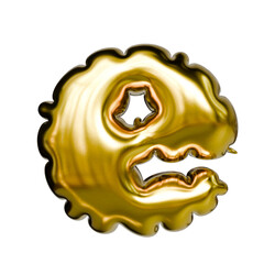 Alphabet number and symbol 3D word render Molten Gold Chrome Ripple Emblem