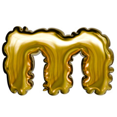 Alphabet number and symbol 3D word render Molten Gold Chrome Ripple Emblem
