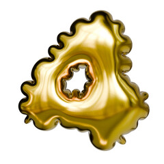 Naklejka premium Alphabet number and symbol 3D word render Molten Gold Chrome Ripple Emblem