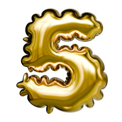 Alphabet number and symbol 3D word render Molten Gold Chrome Ripple Emblem
