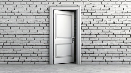 An open white door set in a white brick wall, inviting exploration and new possibilities