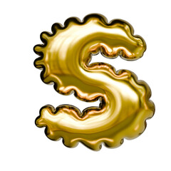 Alphabet number and symbol 3D word render Molten Gold Chrome Ripple Emblem