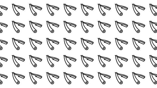 Repeating straight razor outline pattern great for barbershop branding, grooming product packaging, vintage designs, and masculinethemed projects.