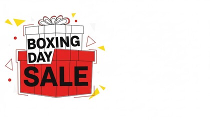 Festive holiday sale promotion banner with stacked red and white gift boxes, perfect for advertising seasonal discounts and special offers