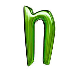 Alphabet number and symbol 3d word render Lime Green Chrome Glossy Tubular Symbol
