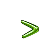 Alphabet number and symbol 3d word render Lime Green Chrome Glossy Tubular Symbol