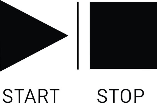 Bold start and stop symbols are featured against a clean white backdrop here