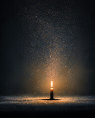 Candle Illuminating Sparkling Dust