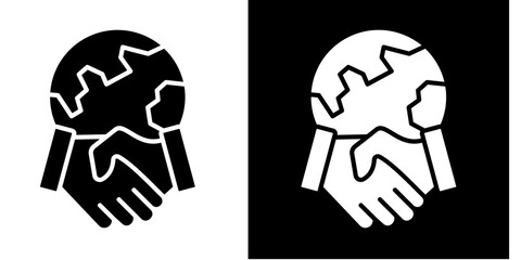 Handshake   Icon Set White Style Collection