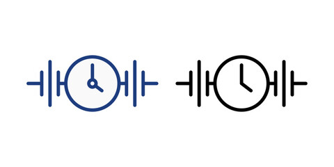 Clock sync pulse icon featuring a minimal clock face surrounded by digital pulse waves. Perfect for synchronization, time tracking, and modern system update visuals.