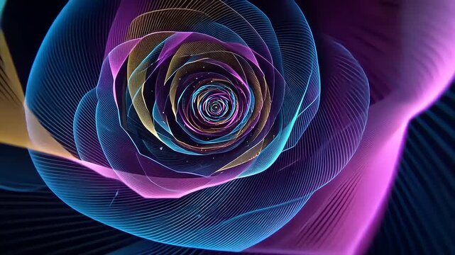 Vibrant abstract rose design with swirling colors and patterns, creating a mesmerizing visual effect