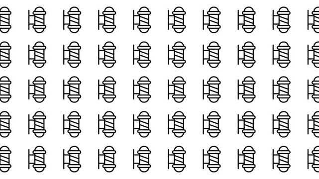 Many barber pole symbols arranged in a repeating pattern graphic. Suitable for barber shop branding, salon decorations, website backgrounds.