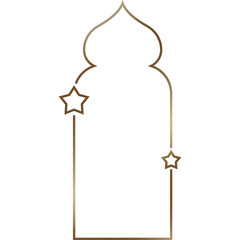 Elegant Golden Archway With Stars Isolated On White Background Islamic Architecture Inspired Design