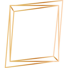 Elegant Golden Geometric Frame with Transparent Background and Subtle Shimmering Effect Ideal for Design Projects