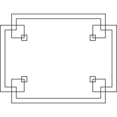 Elegant Geometric Line Art Frame Design with Square Corner Accents on Transparent Background