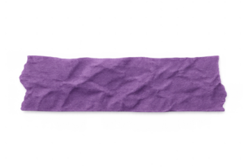 Purple textured sticky tape isolated on a transparent background, crinkled adhesive paper creating a wrinkled texture