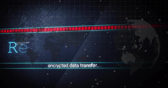 Teal outline appearing, Receiving revealing, scan bar filling, globe pulsing showing encryption