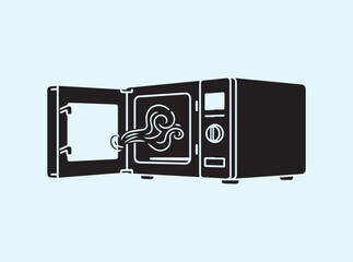 Household Appliance Microwave Silhouette in Solid Black Form
