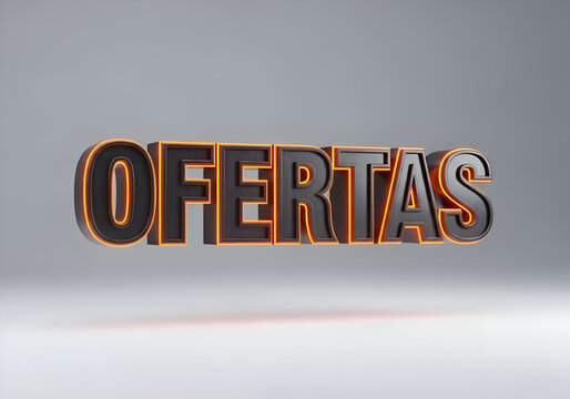 3D text written Offers with neon details