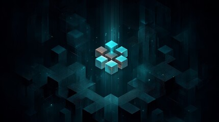 Abstract blue background with geometric 3D cubes, a futuristic digital technology pattern, perfect for web design and business concepts