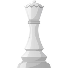 Elegant White Chess Queen Piece with Transparent Background on White