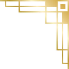 Elegant Gold Geometric Art Deco Corner Border Design Element on White Background Golden Metallic Luxury Ornament