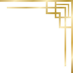Elegant Gold Geometric Art Deco Corner Border Design Element with Repeating Square Pattern on a Clean White Background with Subtle Gradient Lighting