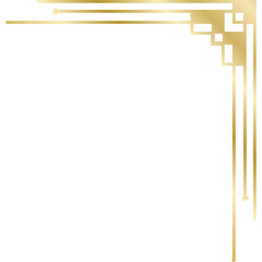 Elegant Golden Art Deco Corner Border Element with Geometric Shapes and Lines on a White Background