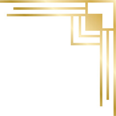 Obraz premium Elegant Golden Art Deco Corner Element With Geometric Lines On White Background