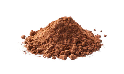 Pile of cocoa powder isolated on transparent background, showcasing its rich brown color and fine texture, perfect for baking and culinary applications