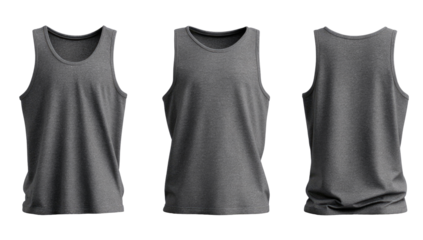 Gray tank top, three views