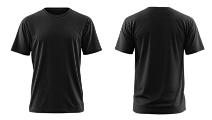 Blank black men's t-shirt, front & back views