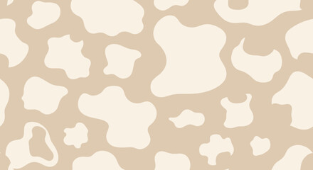 Seamless cow pattern background in beige and white, cute trendy design