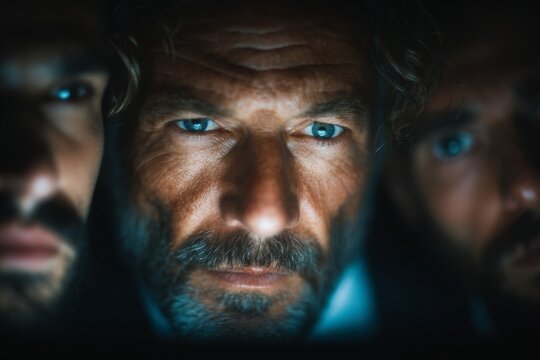 Network guardians: a symbiotic professional effort. Modern style. The digital brain trust: ensuring robust network operations. Clean layout. Professional photo.