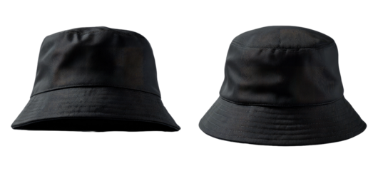 Two identical black bucket hats (1)