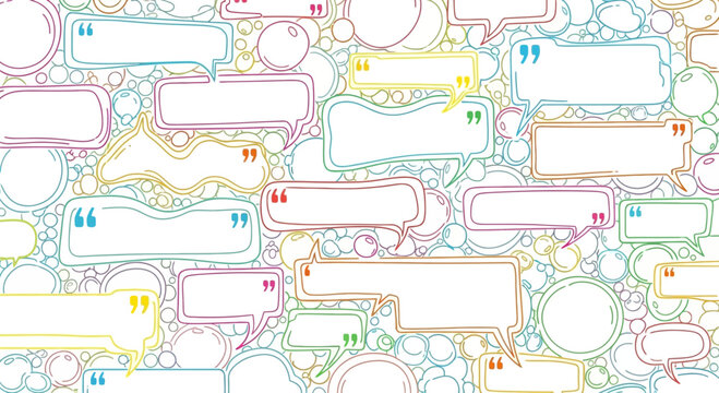 Seamless pattern of colorful speech bubbles and circles for communication concepts