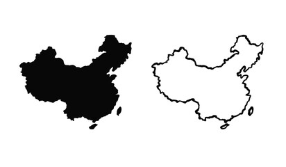 China map hand drawn scribble sketch. Country map for infographic, brochures and presentations isolated on black background. Vector illustration