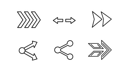 Collection of hand drawn arrow icons representing direction and navigation isolated on white background
