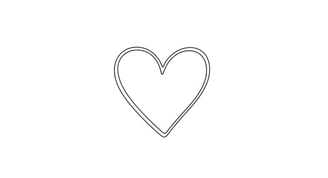A simple hand drawn outline of a heart shape isolated on white background
