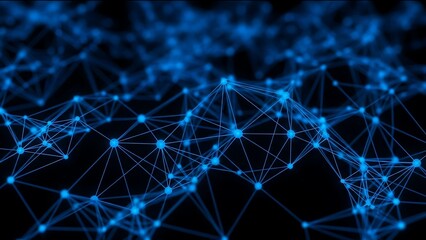 Abstract network connection structure with blue nodes and connecting lines