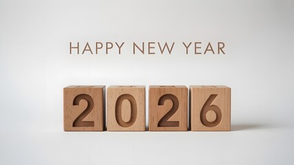Happy new year 2026 text and wooden blocks