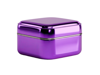 Glossy purple box with a thin gold line