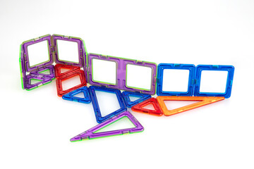 Progressive Build of Colorful Dinosaur Using Magnets