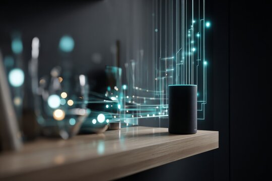 Minimalistic interior design with tech savvy features. Ai evolution. Transforming interiors: integrating technology with stylish decor. Human interaction. Machine learning. - Powered by Adobe